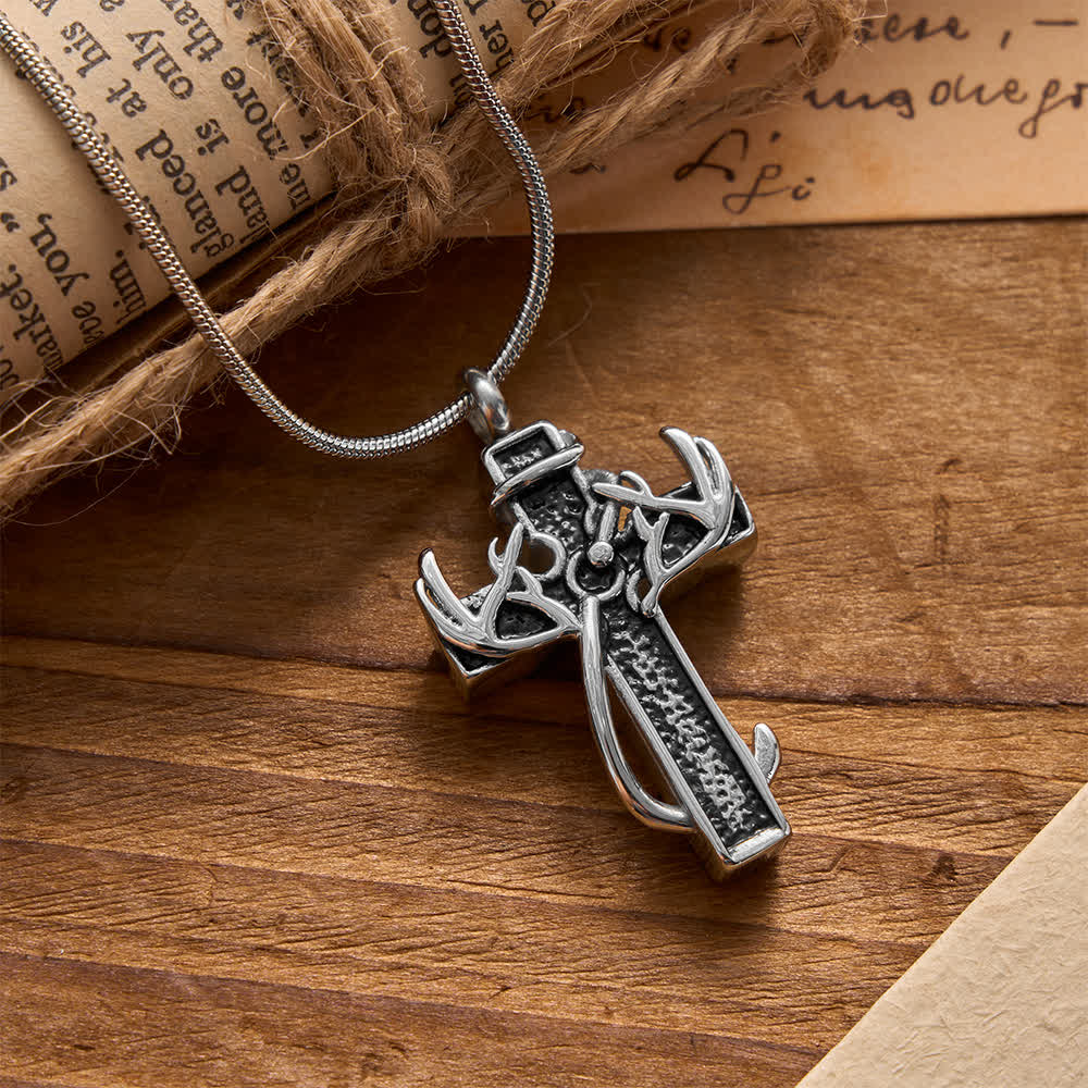 Christianartworkshop Hunting & Fishing Cross Pendant Necklace: Outdoor Faith & Spiritual Devotion, Silver