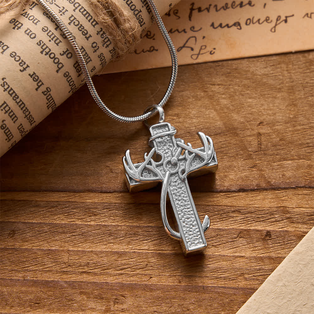 Christianartworkshop Hunting & Fishing Cross Pendant Necklace: Outdoor Faith & Spiritual Devotion, Silver
