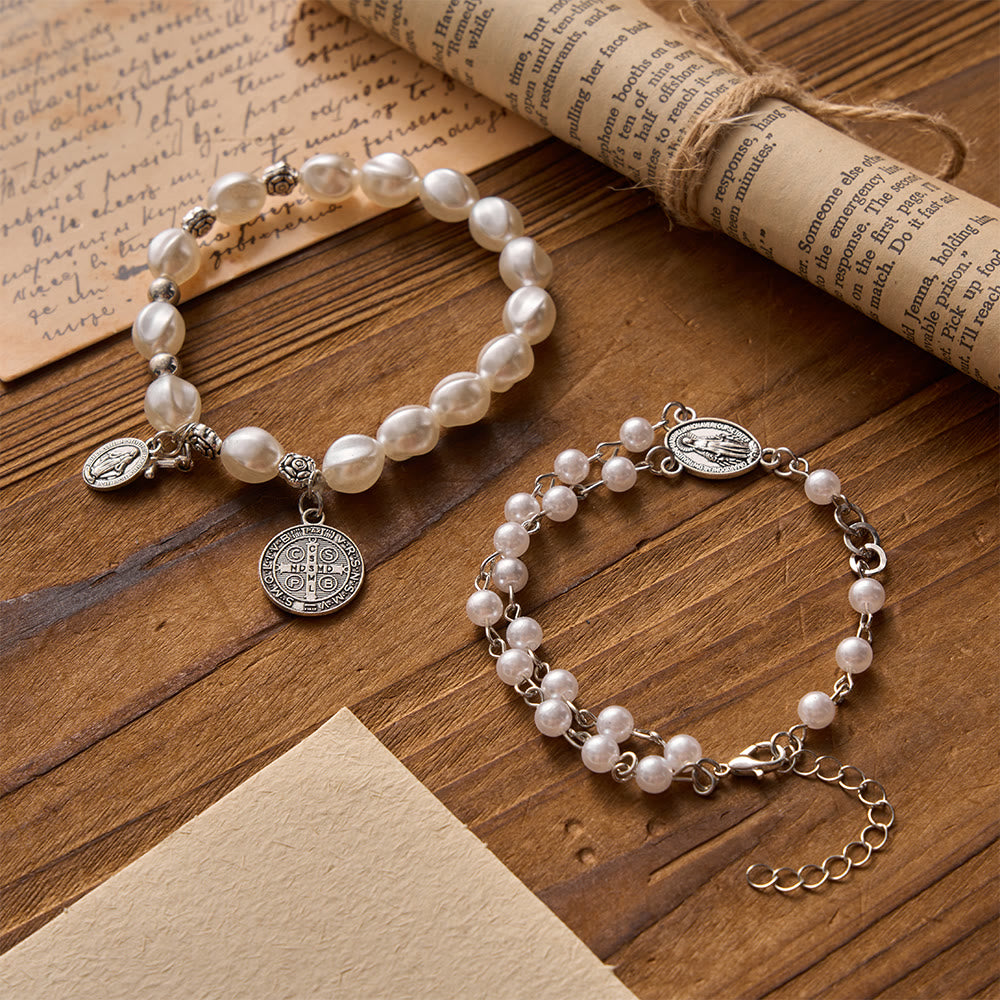 Christianartworkshop Our Lady Miraculous Medal St. Benedict Bracelet - image 1