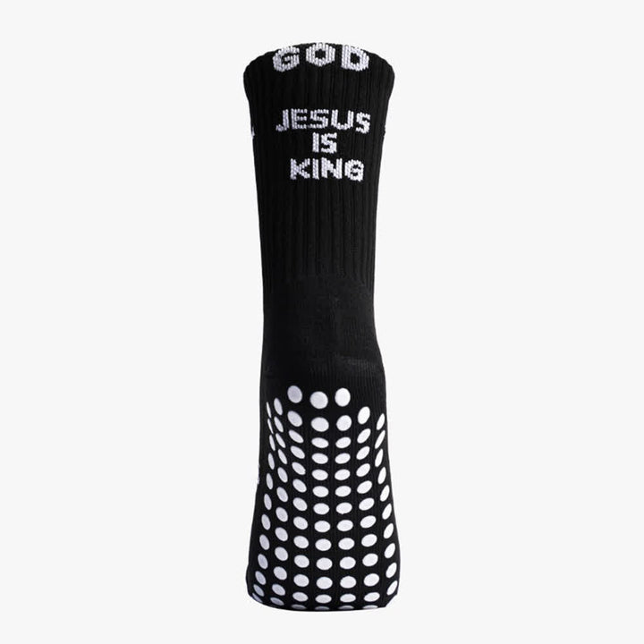 Christianartworkshop Inspirational Jesus Is King Text Anti-Slip Training Athletic Socks - image 2