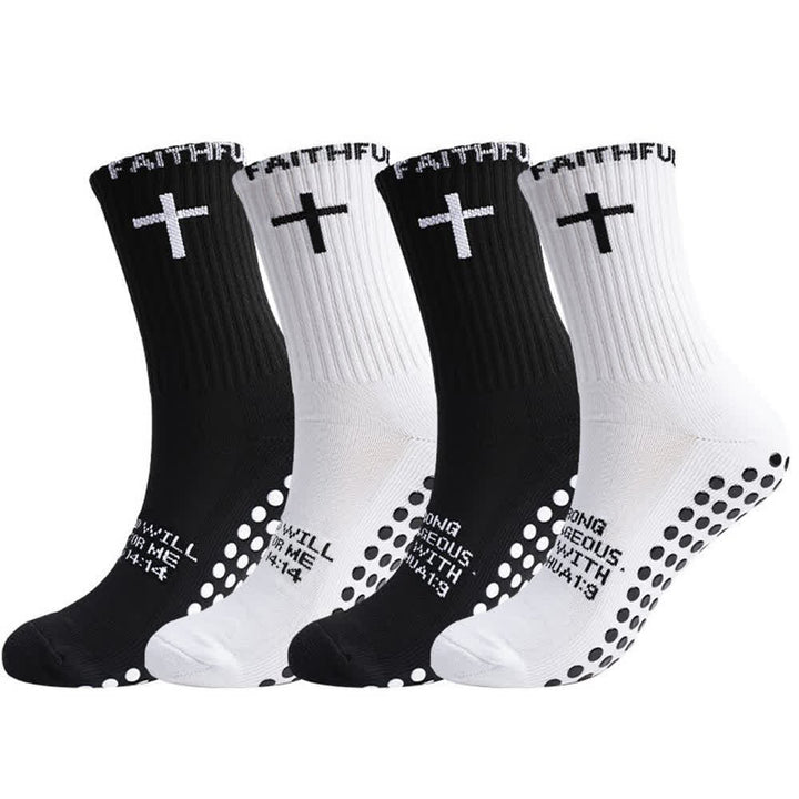 Christianartworkshop Front Cross Foot Scripture Text Faith-Themed Athletic Crew Socks - image 6