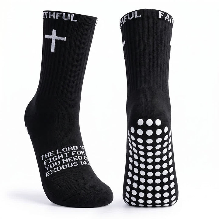 Christianartworkshop Front Cross Foot Scripture Text Faith-Themed Athletic Crew Socks - image 11