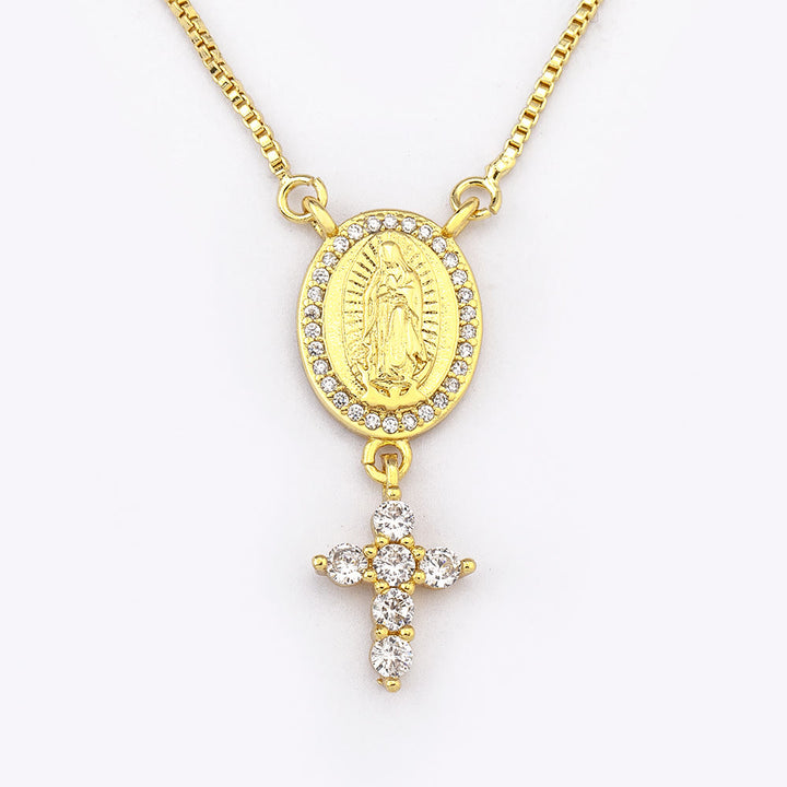Christianartworkshop Our Lady & Cross Pendant Necklace: Divine Devotion & Timeless Elegance - image 3