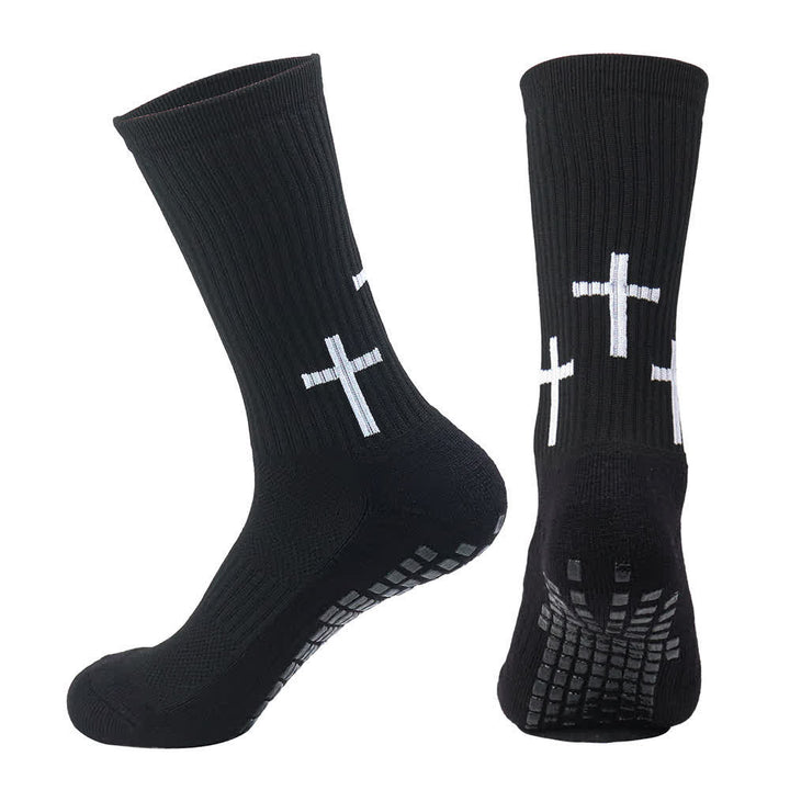 Christianartworkshop Vertical Shaft Multiple Cross Design Traction Bottom Sports Socks - image 4