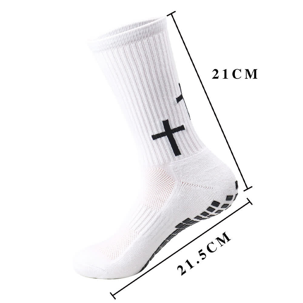 Christianartworkshop Vertical Shaft Multiple Cross Design Traction Bottom Sports Socks - image 2