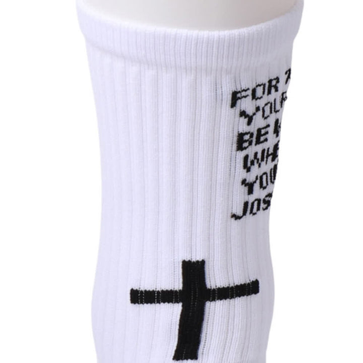 Christianartworkshop Joshua Scripture Side Letter & Cross Knit Crew Sports Socks - image 3