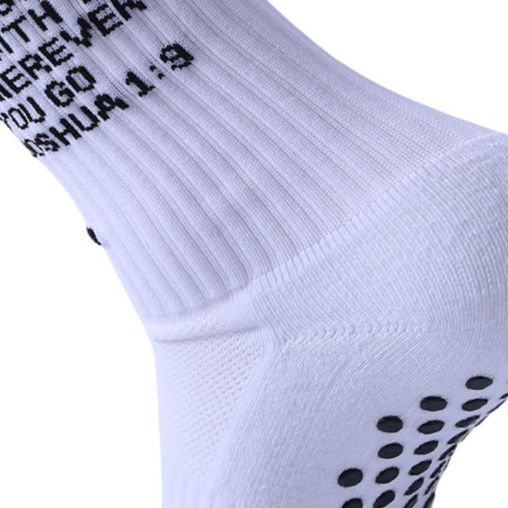 Christianartworkshop Joshua Scripture Side Letter & Cross Knit Crew Sports Socks - image 4