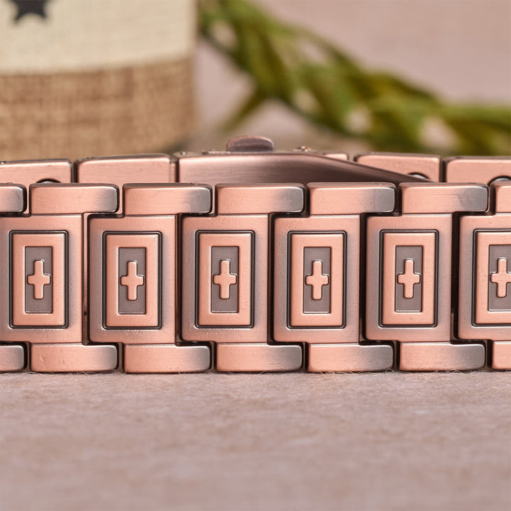 FREE Today: Watch-Band Style Link Bracelet with Recessed Embossed Cross on Each Rectangular Link - image 3
