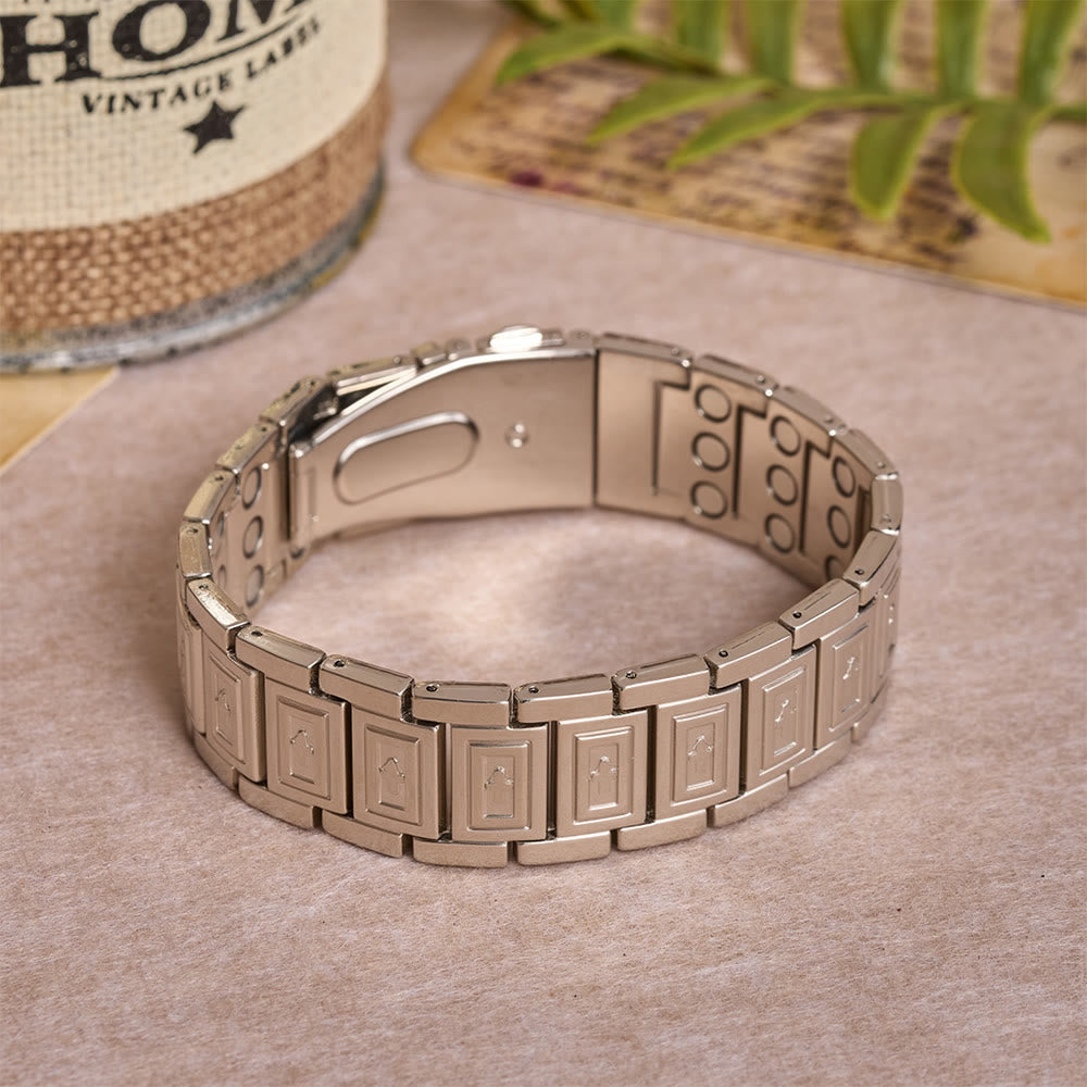 Christianartworkshop Watch-Band Style Link Bracelet with Recessed Embossed Cross on Each Rectangular Link - image 8