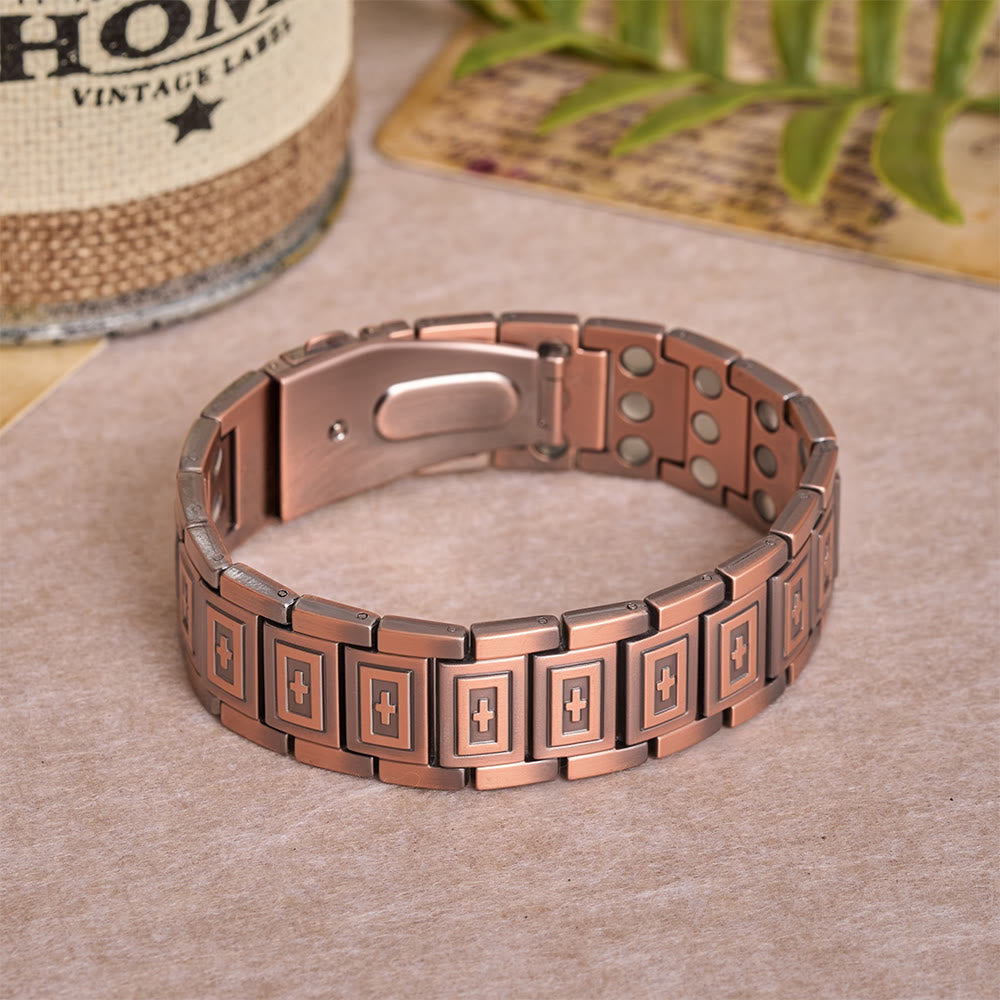 FREE Today: Watch-Band Style Link Bracelet with Recessed Embossed Cross on Each Rectangular Link - image 2