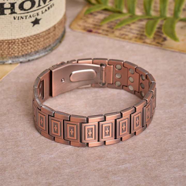 FREE Today: Watch-Band Style Link Bracelet with Recessed Embossed Cross on Each Rectangular Link - image 2