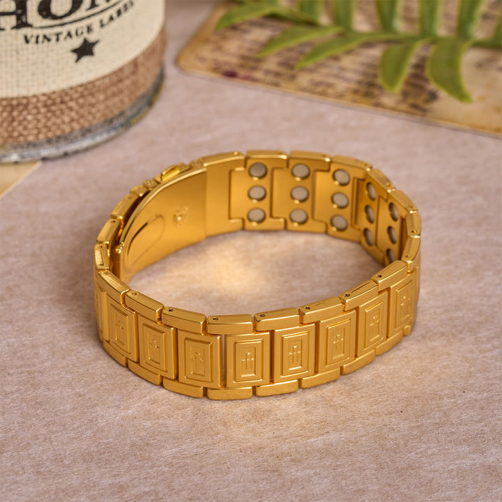 FREE Today: Watch-Band Style Link Bracelet with Recessed Embossed Cross on Each Rectangular Link - image 5