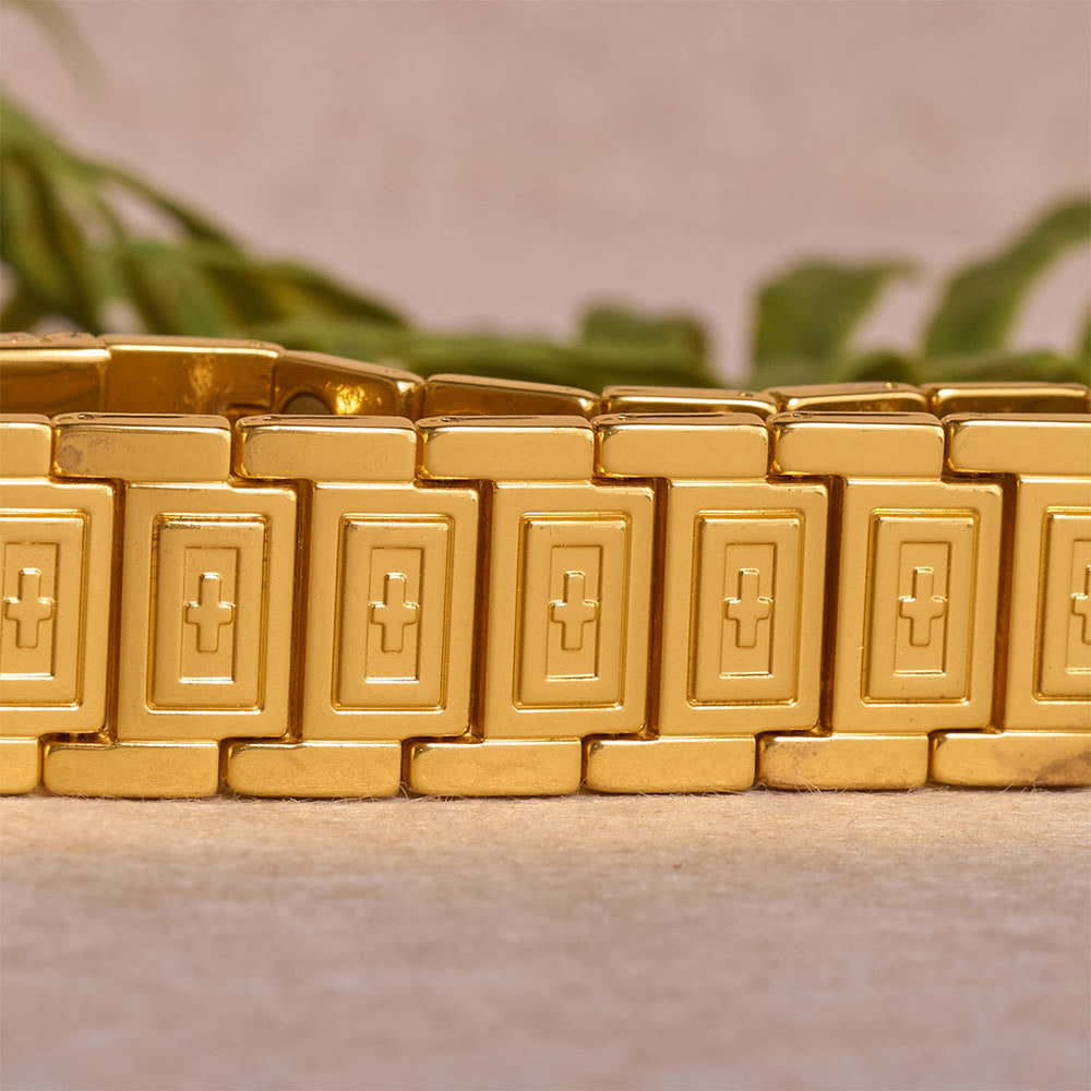 FREE Today: Watch-Band Style Link Bracelet with Recessed Embossed Cross on Each Rectangular Link - image 6