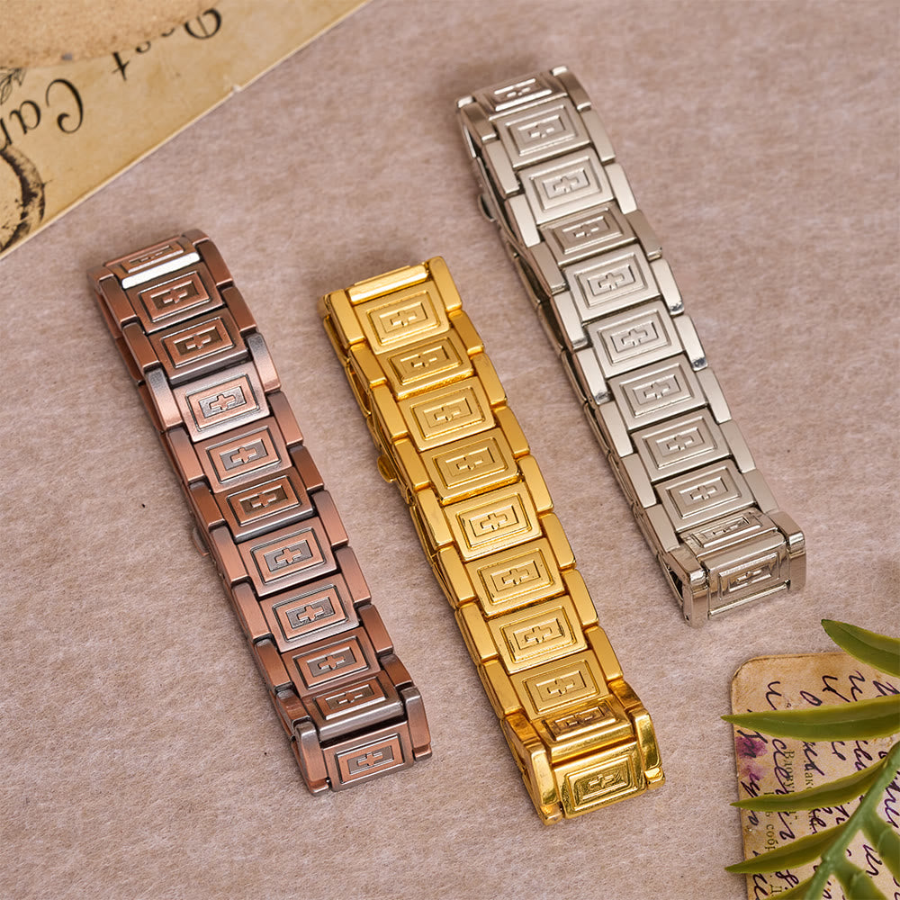 FREE Today: Watch-Band Style Link Bracelet with Recessed Embossed Cross on Each Rectangular Link - image 1