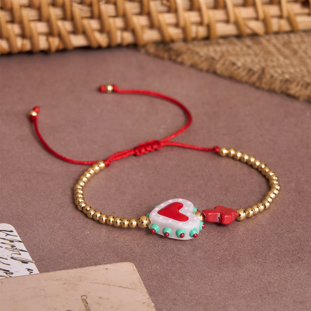 FREE Today: Cartoon Style Hand-Decorated Sacred Heart & Tiny Cross Accent Gold Bead Adjustable Cord Bracelet - image 11