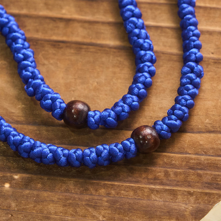 Christianartworkshop Blue & Black Cross 100 Blessing Knots String Necklace: Cherished Symbol of Holy Blessing - image 3