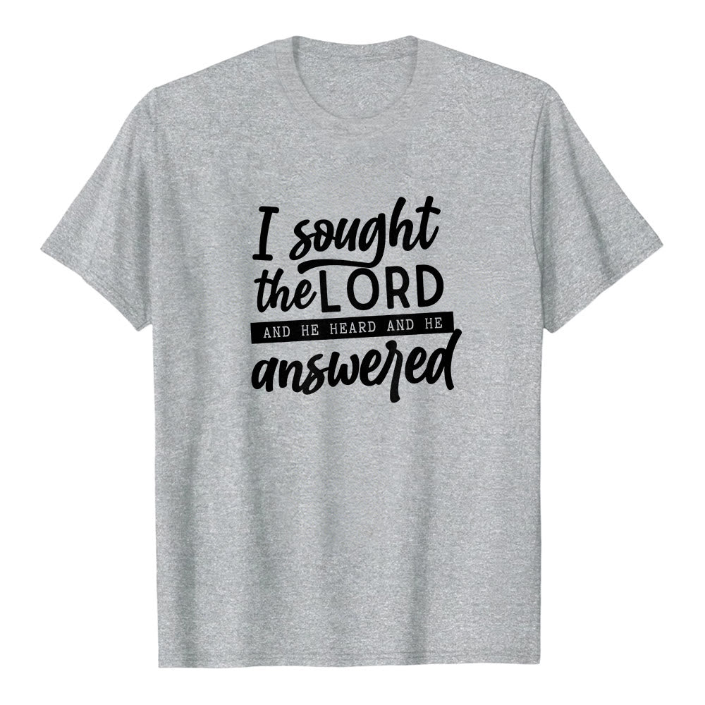 Christianartworkshop "I Sought the Lord and He Heard and Answered" Scripture Premium Short Sleeve T-Shirt - Grey - 2XL - image 2