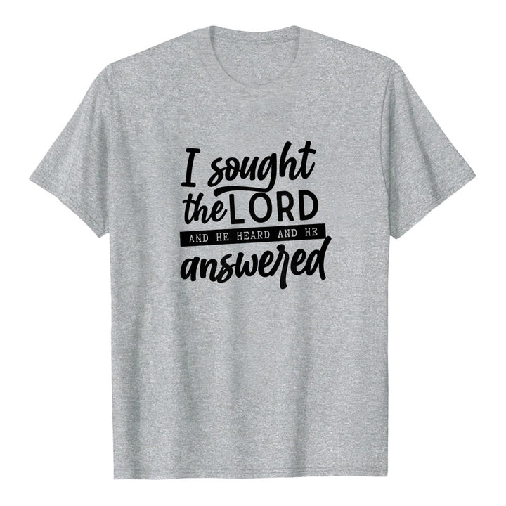 Christianartworkshop "I Sought the Lord and He Heard and Answered" Scripture Premium Short Sleeve T-Shirt - Grey - 2XL - image 2