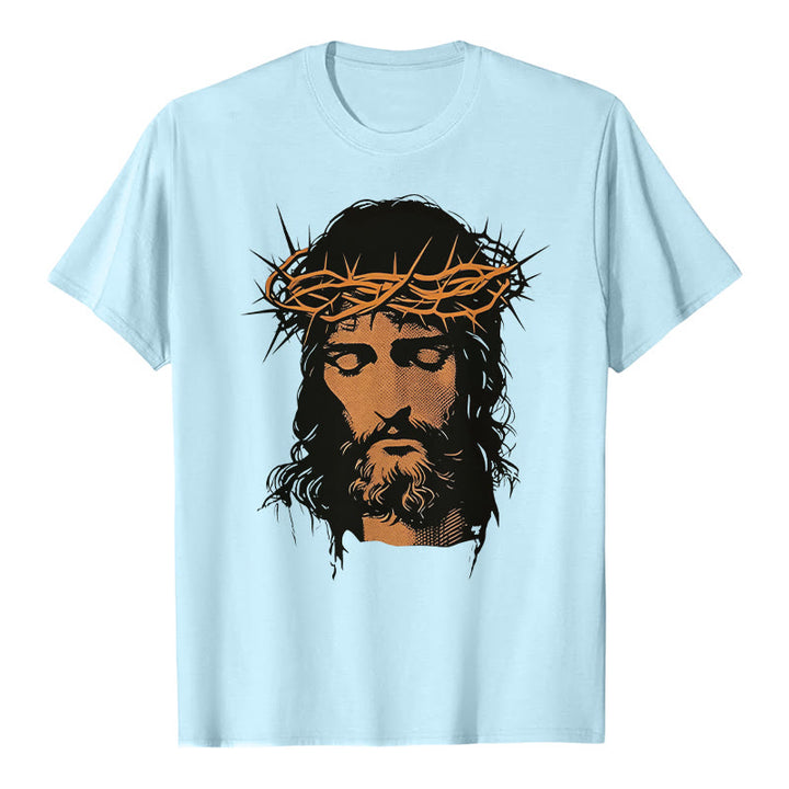 Christianartworkshop Jesus Face and Crown of Thorns Graphic T-Shirt - image 14