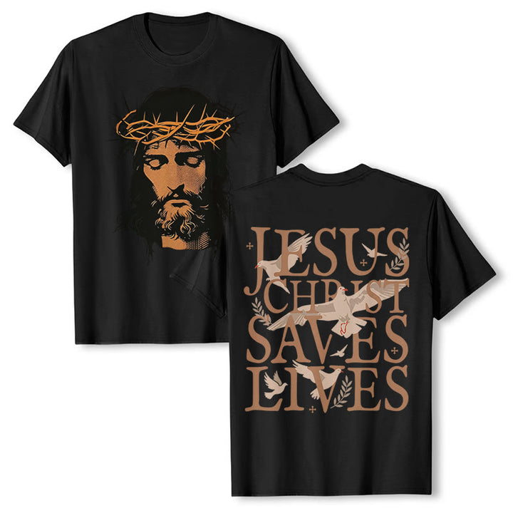 Christianartworkshop Jesus Face and Crown of Thorns Graphic T-Shirt - Black - 2XL - image 3
