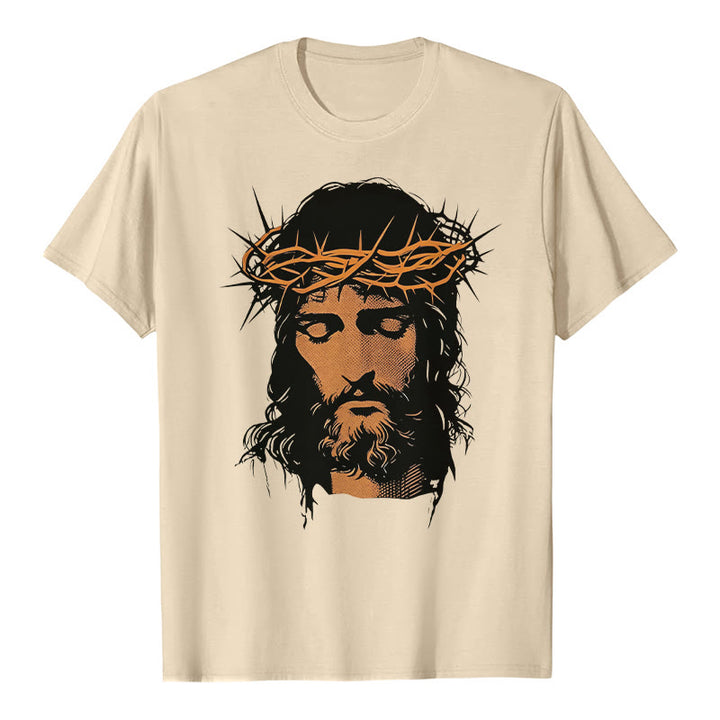 Christianartworkshop Jesus Face and Crown of Thorns Graphic T-Shirt - image 8