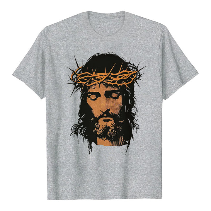 Christianartworkshop Jesus Face and Crown of Thorns Graphic T-Shirt - image 11