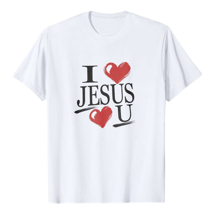 Christianartworkshop "I Love Jesus and You" Dual Heart Faith Premium Short Sleeve T-Shirt - White - 2XL - image 0