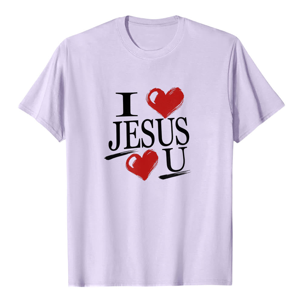 Christianartworkshop "I Love Jesus and You" Dual Heart Faith Premium Short Sleeve T-Shirt - Purple - 2XL - image 3