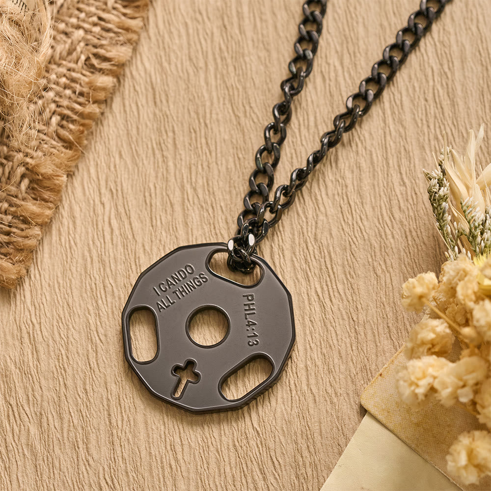 FREE Today: Sporty Fitness Gym Dumbbell Necklace with Openwork Cross: A Reminder of Divine Strength - image 5