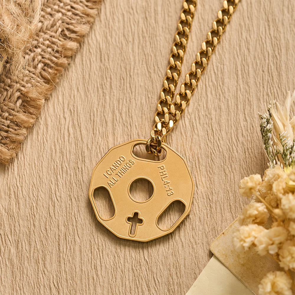 FREE Today: Sporty Fitness Gym Dumbbell Necklace with Openwork Cross: A Reminder of Divine Strength - image 7