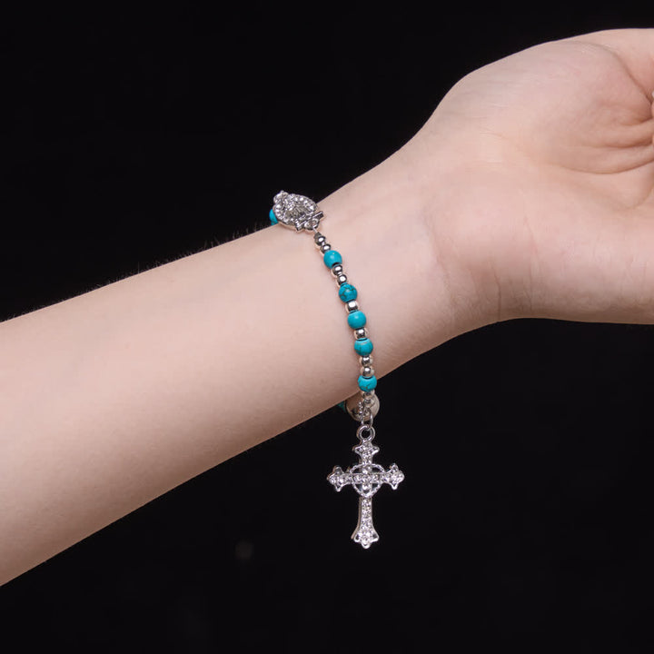 FREE Today: Fresh Turquoise Rosary Bracelet: Double Strand with Magnetic Clasp - image 1