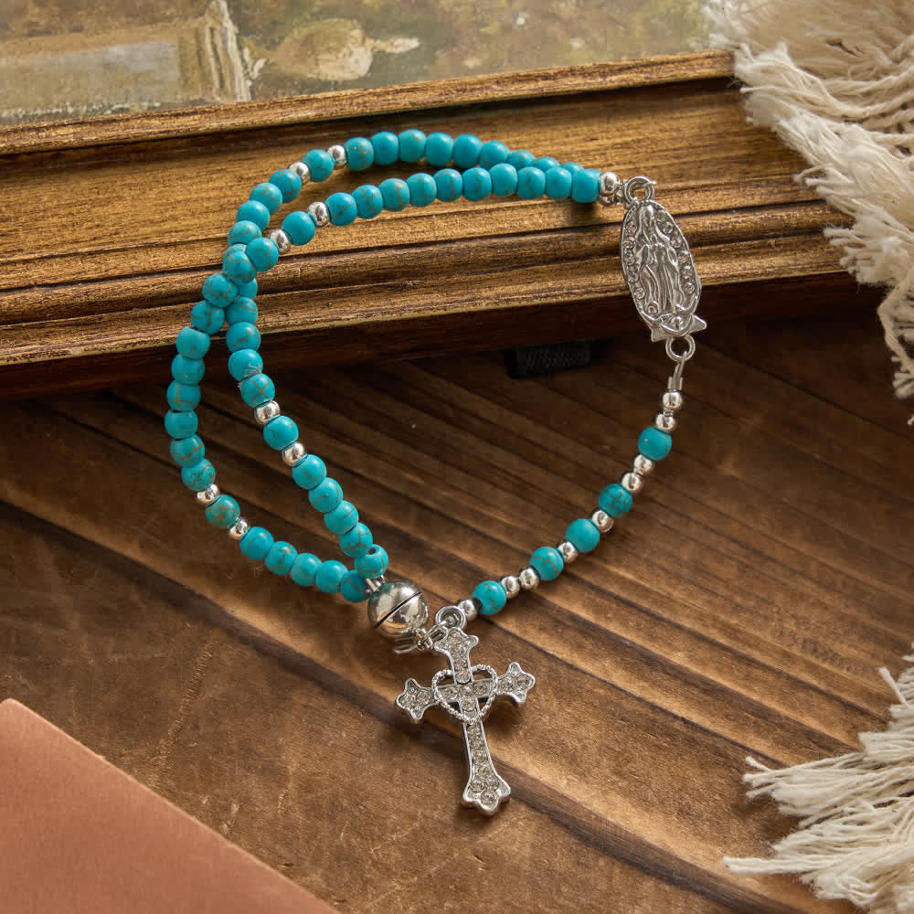 FREE Today: Fresh Turquoise Rosary Bracelet: Double Strand with Magnetic Clasp - image 3