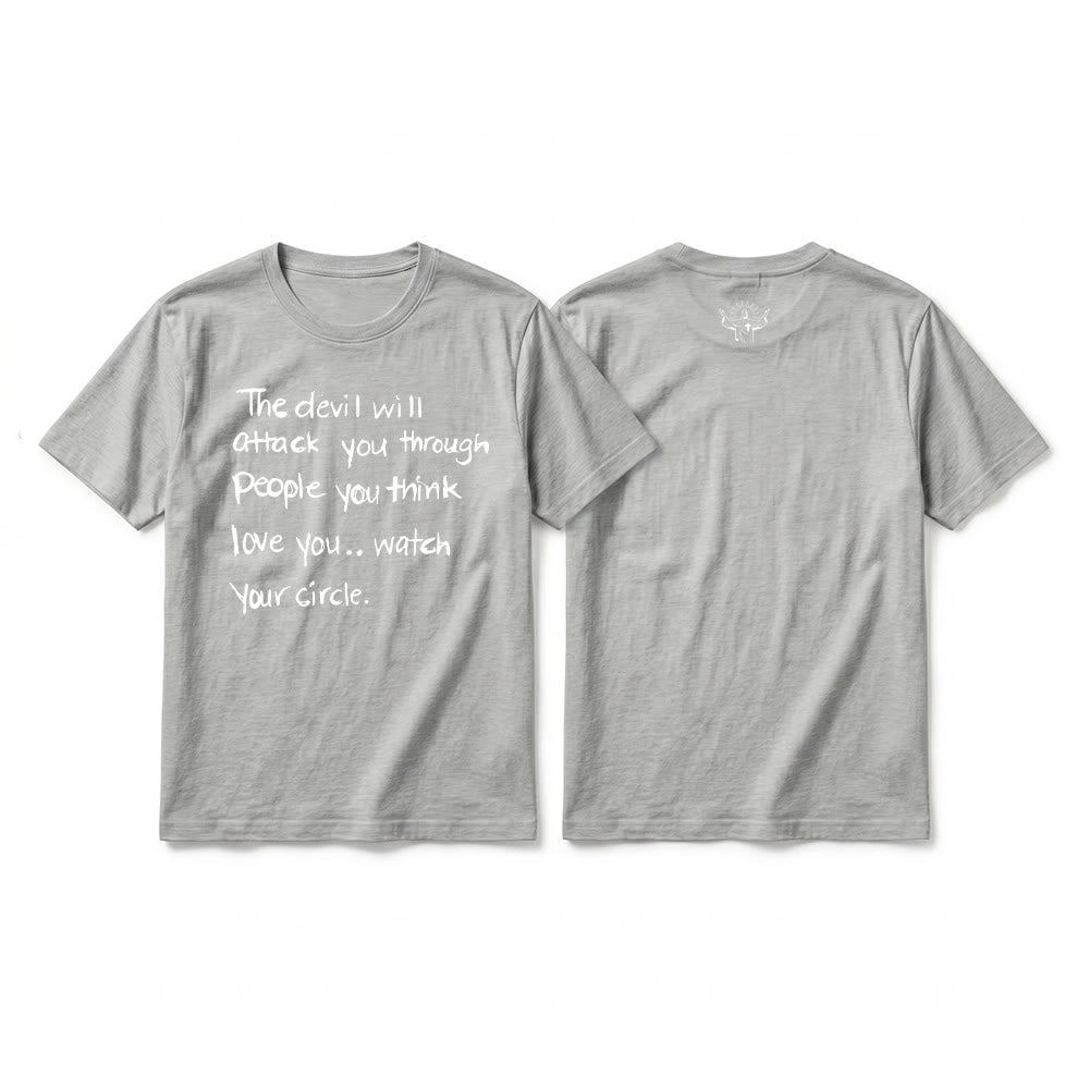 Christianartworkshop "The Devil Will Attack You Through People You Think Love You" Premium Short Sleeve T-Shirt - Grey - 2XL - image 14