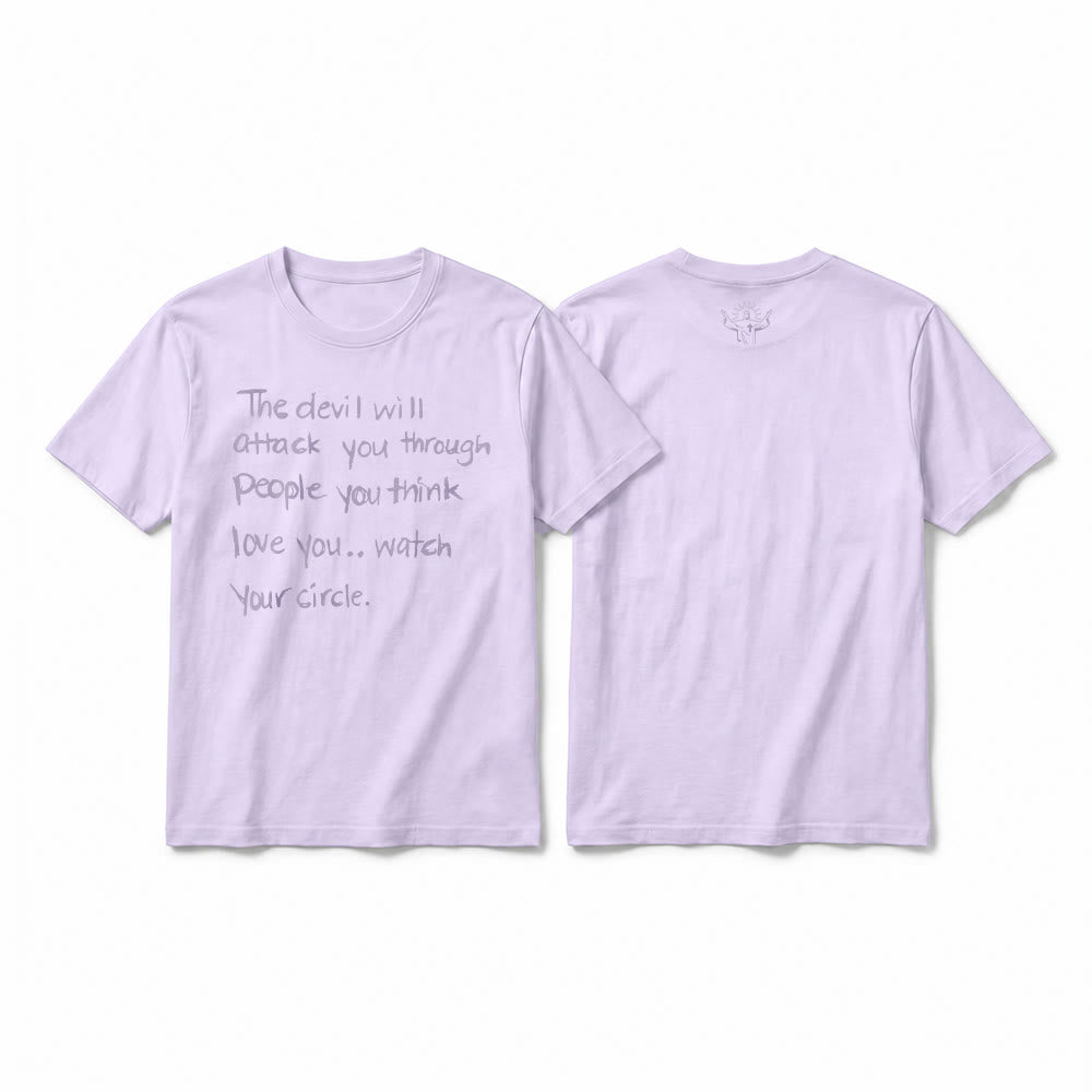 Christianartworkshop "The Devil Will Attack You Through People You Think Love You" Premium Short Sleeve T-Shirt - Purple - 2XL - image 5