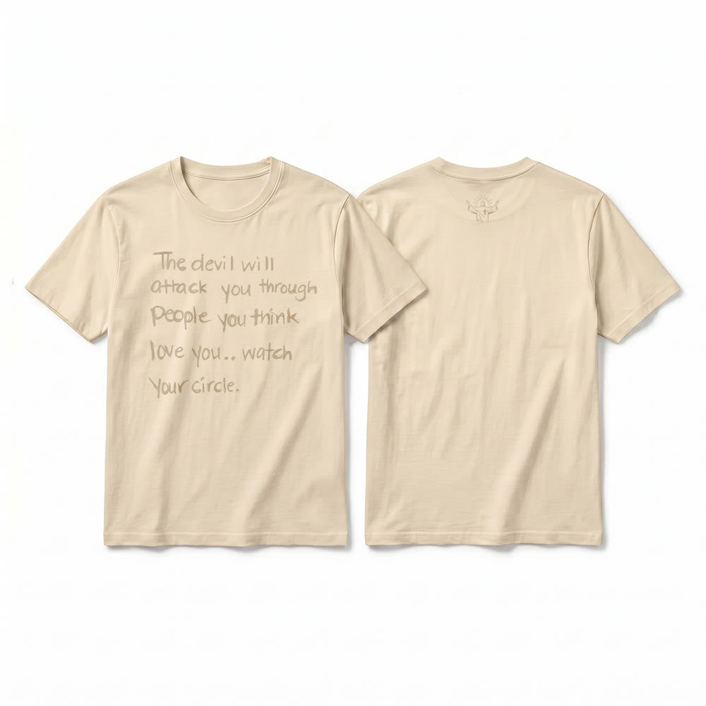 Christianartworkshop "The Devil Will Attack You Through People You Think Love You" Premium Short Sleeve T-Shirt - Beige - 2XL - image 17