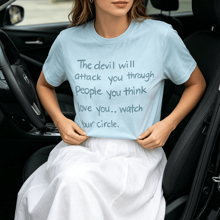 Christianartworkshop "The Devil Will Attack You Through People You Think Love You" Premium Short Sleeve T-Shirt - image 0
