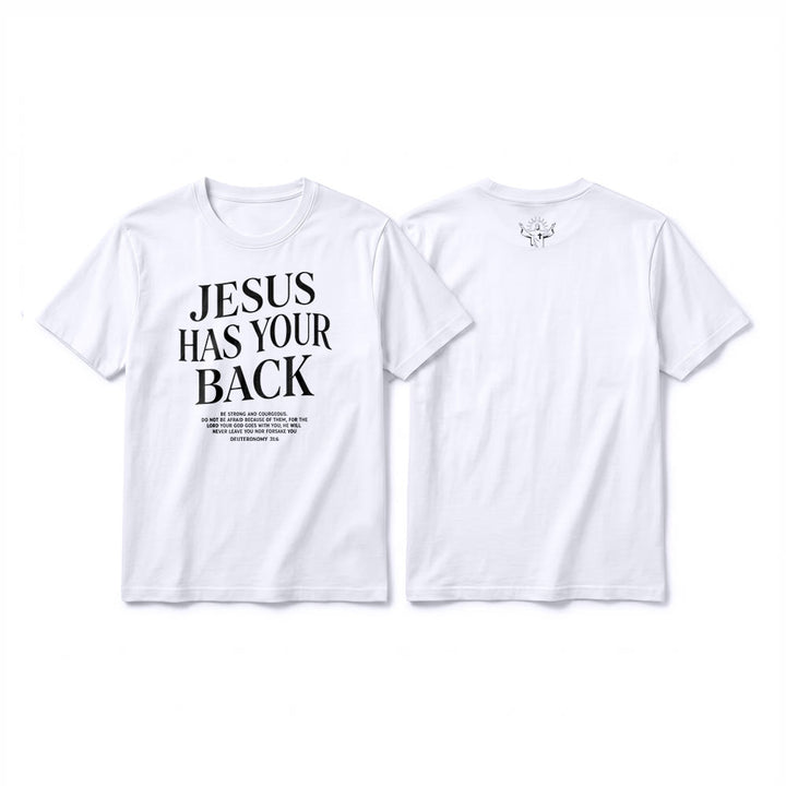 Christianartworkshop "Jesus Has Your Back" Confident Believer Premium Short Sleeve T-Shirt - White - 2XL - image 4