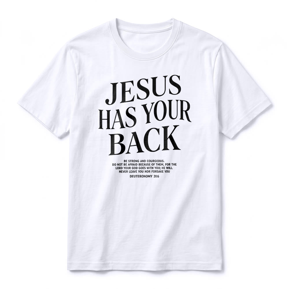 Christianartworkshop "Jesus Has Your Back" Confident Believer Premium Short Sleeve T-Shirt - image 6