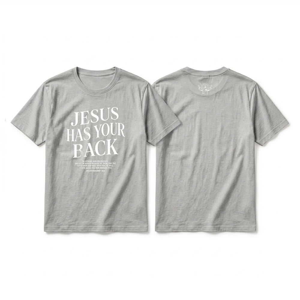 Christianartworkshop "Jesus Has Your Back" Confident Believer Premium Short Sleeve T-Shirt - Grey - 2XL - image 16