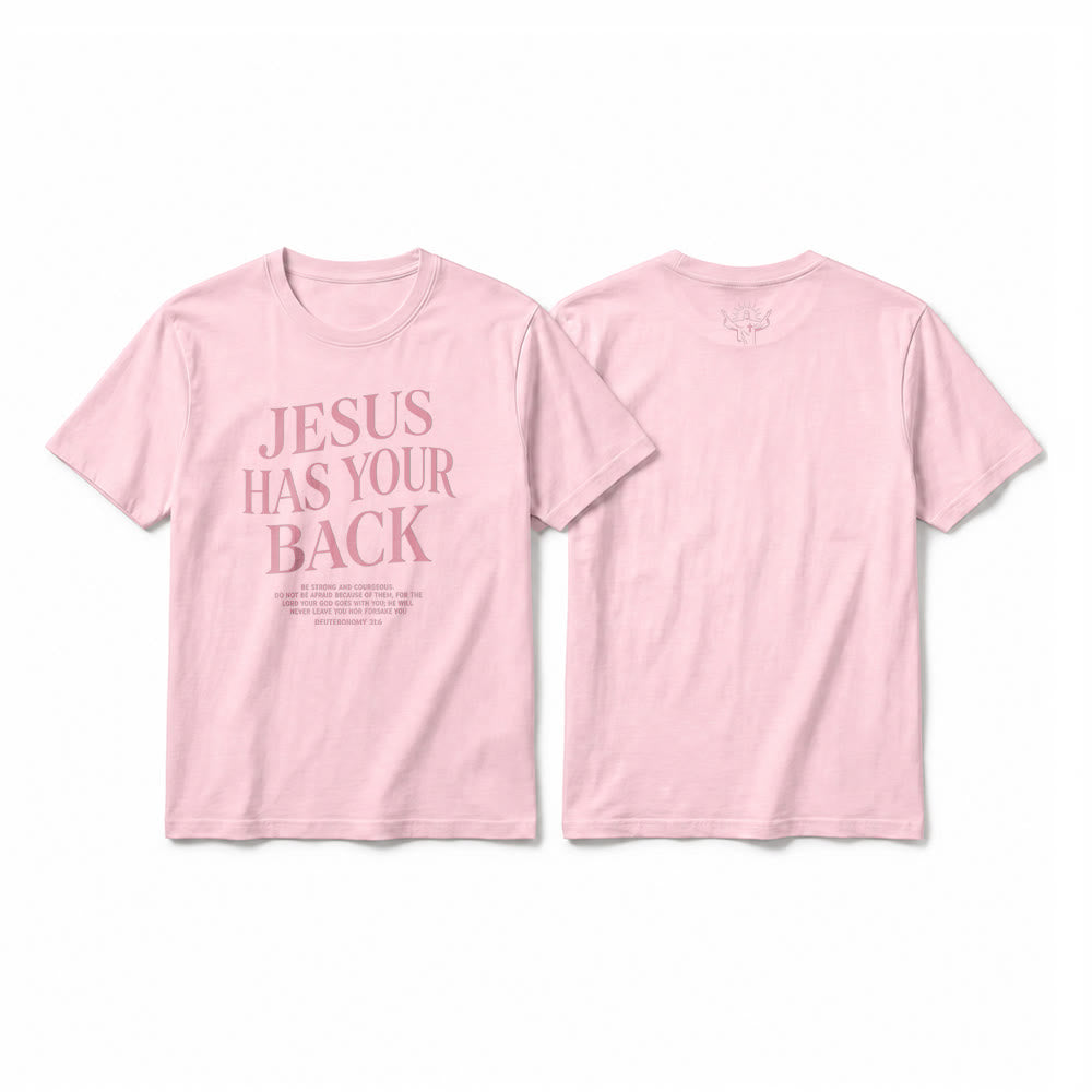 Christianartworkshop "Jesus Has Your Back" Confident Believer Premium Short Sleeve T-Shirt - Pink - 2XL - image 25