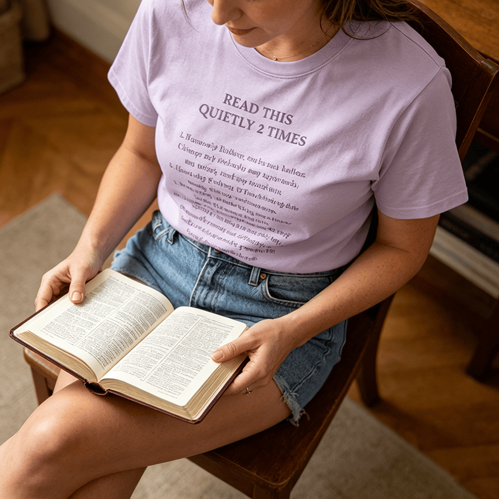 Christianartworkshop "Read This Quietly 2 Times" Funny Faith Premium Short Sleeve T-Shirt - image 0