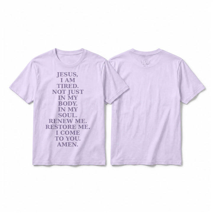 Christianartworkshop "Jesus I Am Tired Renew Me" Devotional Prayer Premium Short Sleeve T-Shirt - Purple - 2XL - image 4
