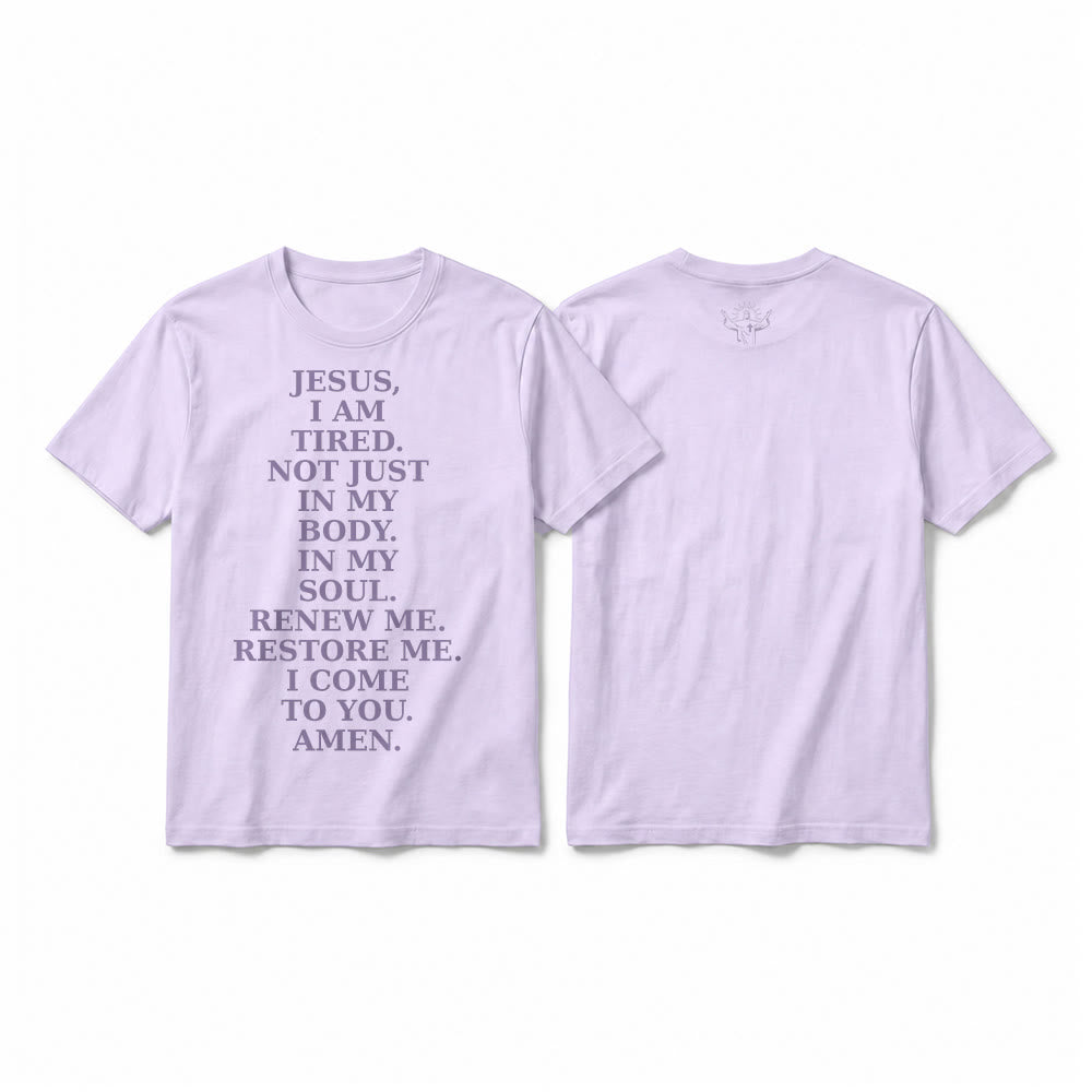 Christianartworkshop "Jesus I Am Tired Renew Me" Devotional Prayer Premium Short Sleeve T-Shirt - Purple - 2XL - image 4
