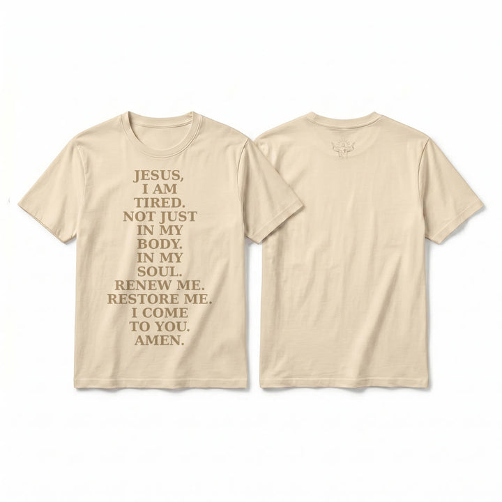Christianartworkshop "Jesus I Am Tired Renew Me" Devotional Prayer Premium Short Sleeve T-Shirt - Beige - 2XL - image 13