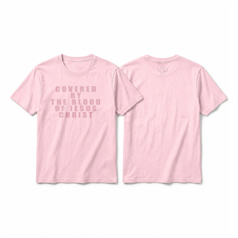 Christianartworkshop "Covered By The Blood Of Jesus Christ" Statement Premium Short Sleeve T-Shirt - Pink - 2XL - image 5