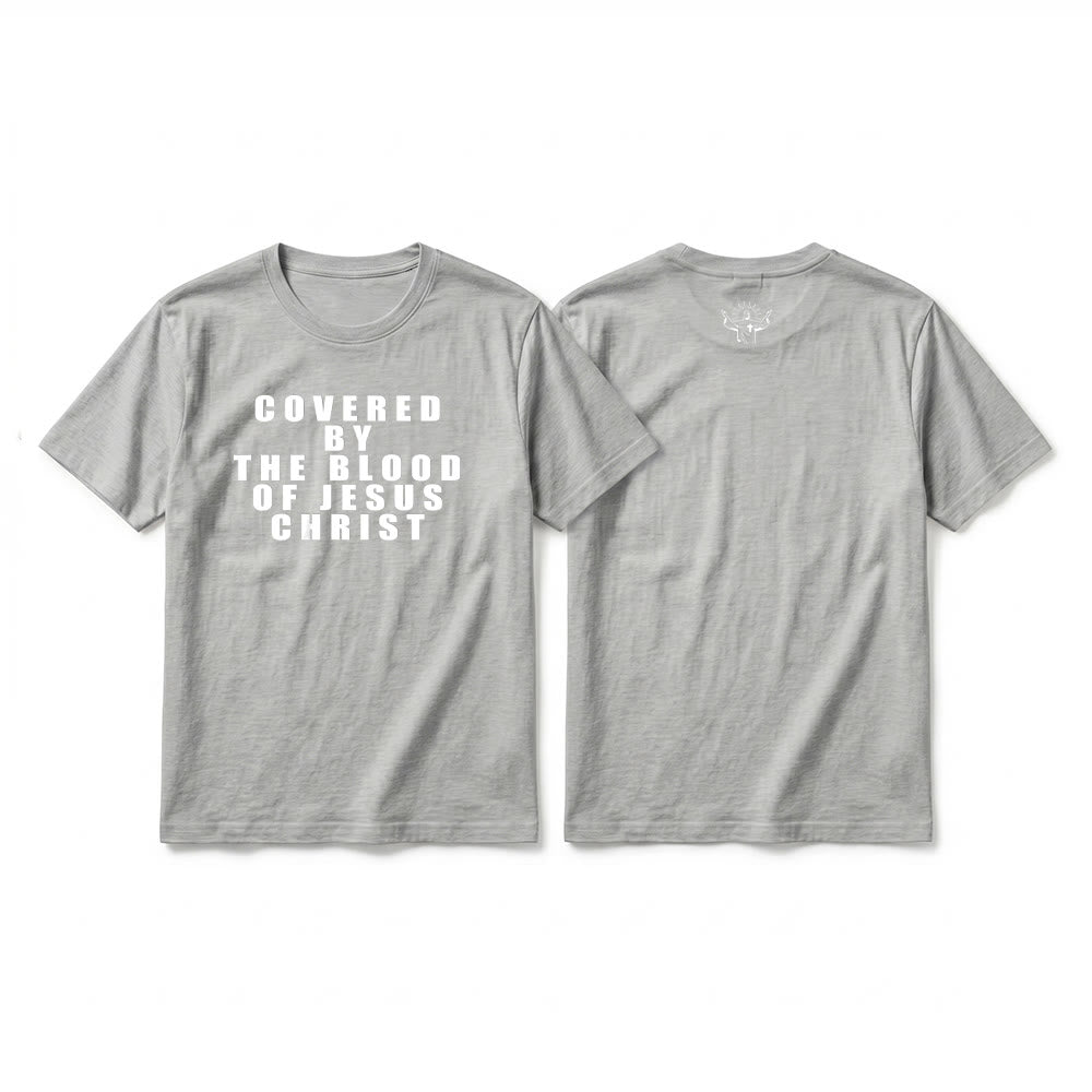 Christianartworkshop "Covered By The Blood Of Jesus Christ" Statement Premium Short Sleeve T-Shirt - Grey - 2XL - image 17