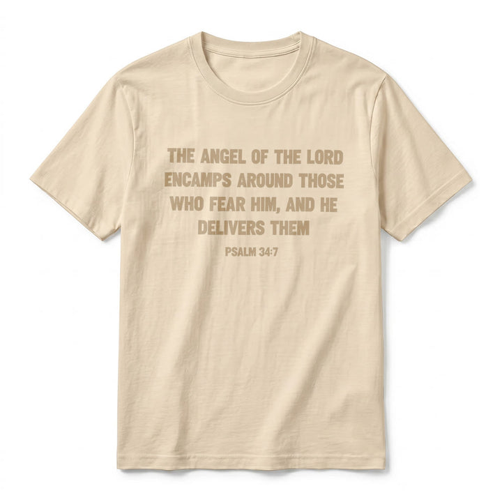 Christianartworkshop Psalm 34:7 "The Angel of the Lord" Front & Back Print Premium Short Sleeve T-Shirt - image 20