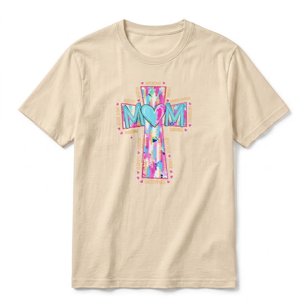 Christianartworkshop Faith Mom Cross Pattern Front Print Premium Short Sleeve T-Shirt - image 20