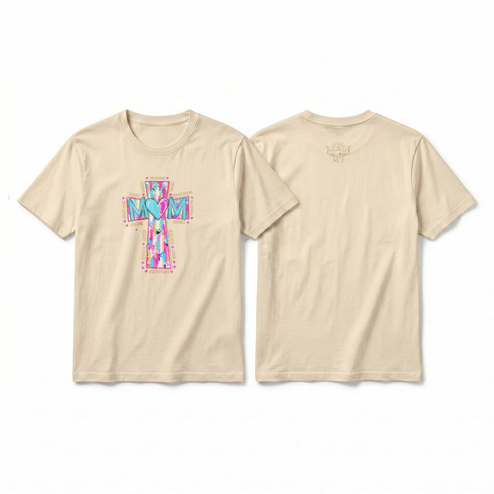 Christianartworkshop Faith Mom Cross Pattern Front Print Premium Short Sleeve T-Shirt - image 19
