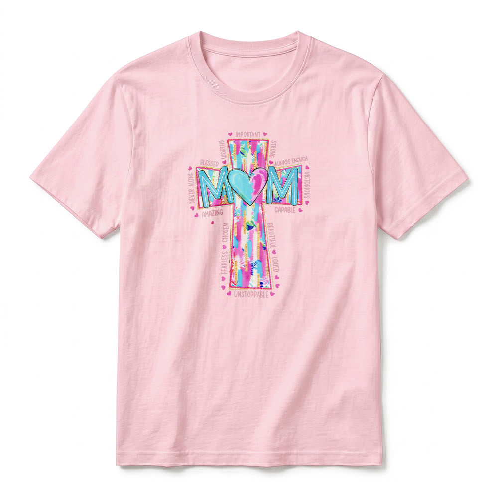 Christianartworkshop Faith Mom Cross Pattern Front Print Premium Short Sleeve T-Shirt - image 8